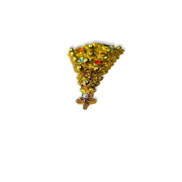 Vintage ART Mode Art Arthur Pepper Christmas Tree Brooch Gold Tone 2.09" - Picture 9 of 9